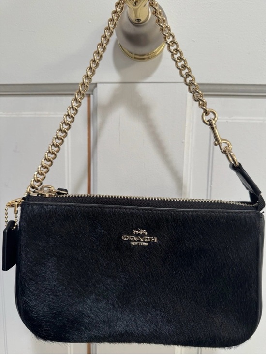 Coach Handbags - Coach Black Calfskin Wristlet with Gold Chain Strap